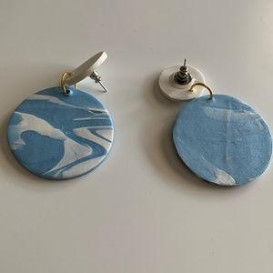 Blue & white clay earrings